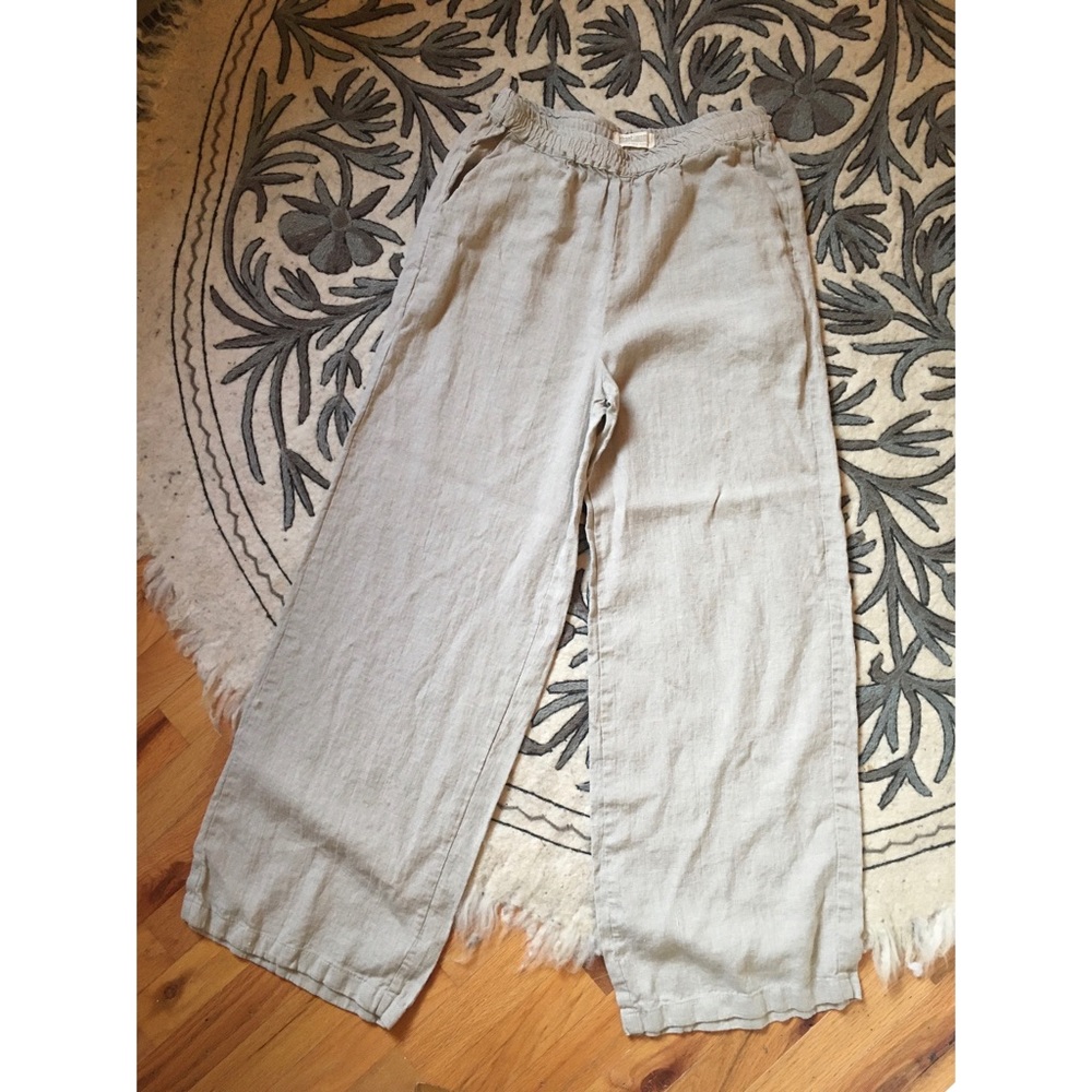 Women's Wide Leg Linen Pants - Cream